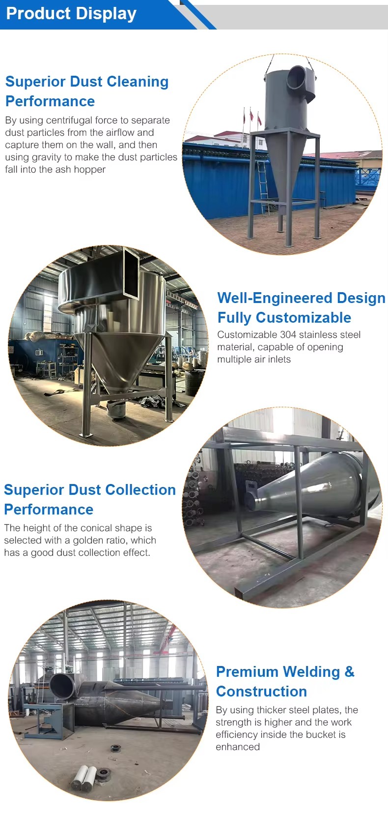 Industrial Cyclone Dust Collector for Powder Separation Industrial Cyclone Dust Collector for Powder Separation